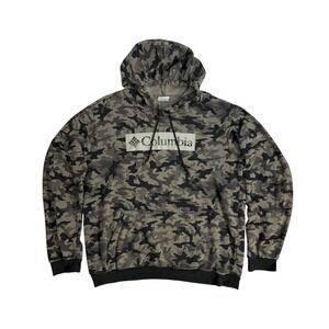 COLUMBIA mens hoodie camo pull over sweatshirt black / gray large camouflage